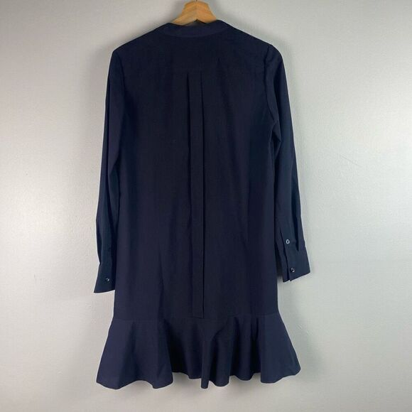 Tory Burch Navy Jane Ruffle Button Front Crepe Dress - Picture 6 of 10